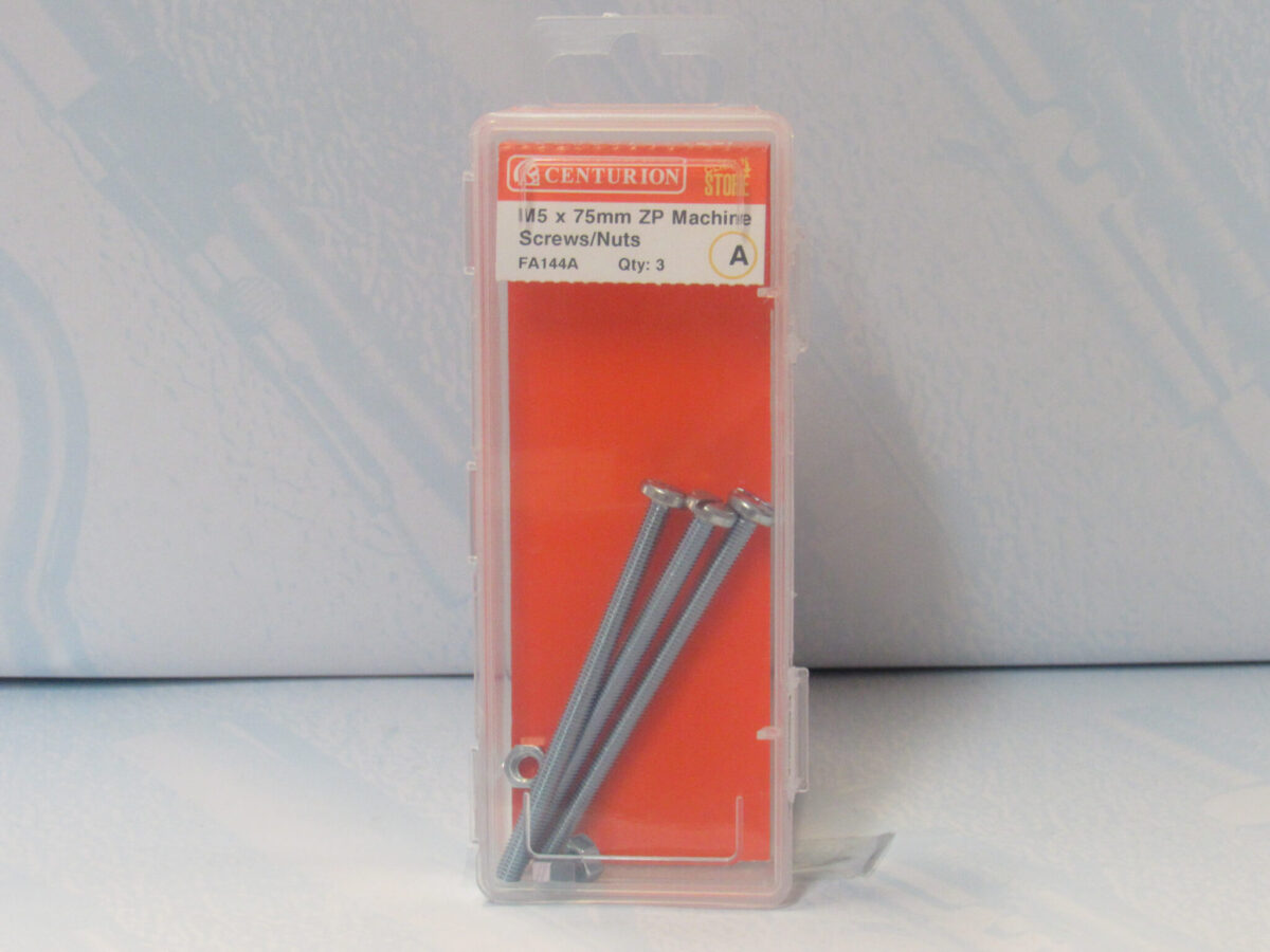 M5 x 75mm ZP Machine Screws & Nuts 3 pack - Image 2