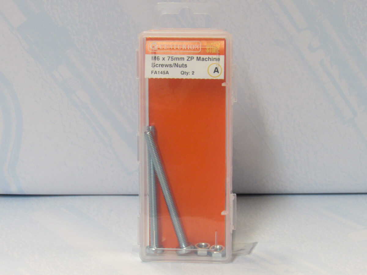 M6 x 75mm ZP Machine Screws & Nuts 2 pack - Image 2