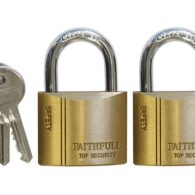 FAITHFULL 40mm Twin Pack Keyed Alike Brass Padlocks