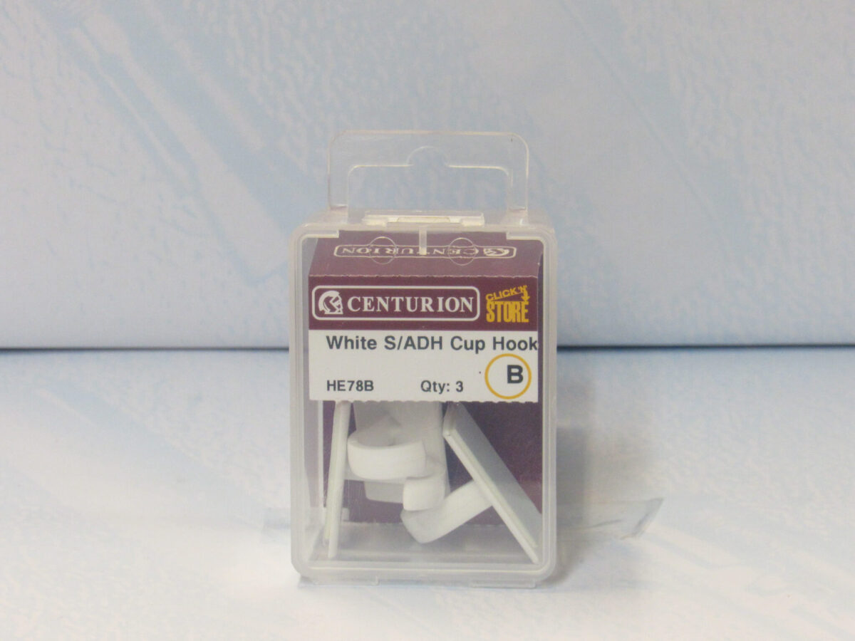 30mm x 20mm White Self Adhesive Cup Hooks 3 pack - Image 2