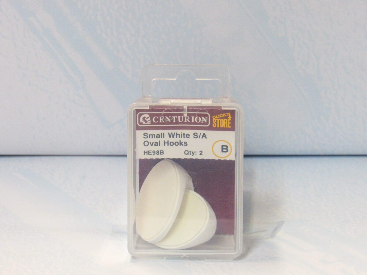 40mm White Plastic Self Adhesive Oval Hook 2 pack - Image 2