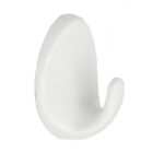 40mm White Plastic Self Adhesive Oval Hook 2 pack