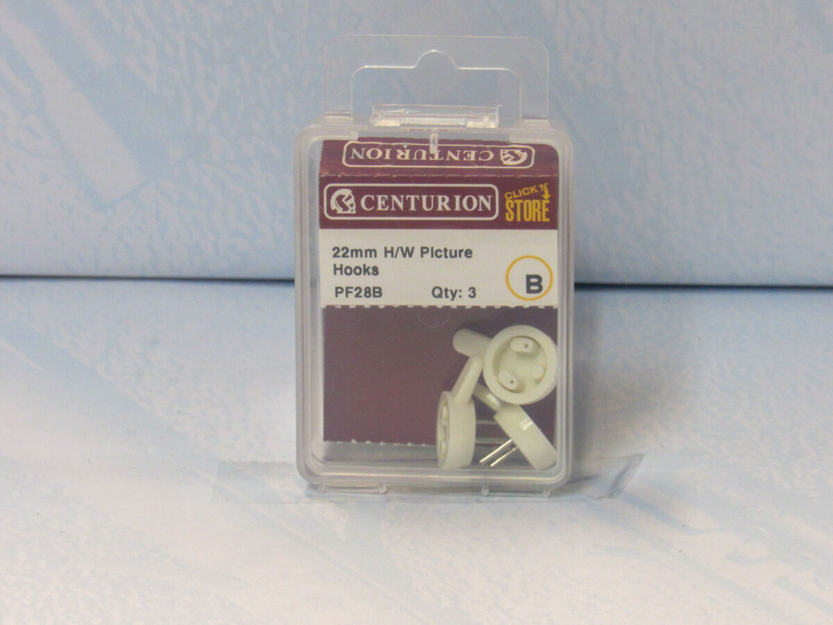 22mm Plastic Hard Wall Picture Hooks 3 pack - Image 2