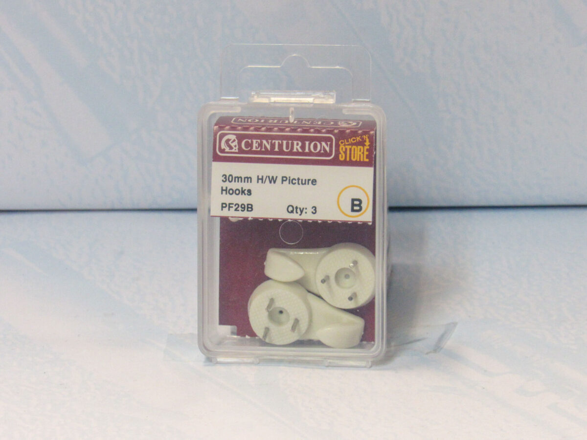 30mm Plastic Hard Wall Picture Hooks 3 pack - Image 2