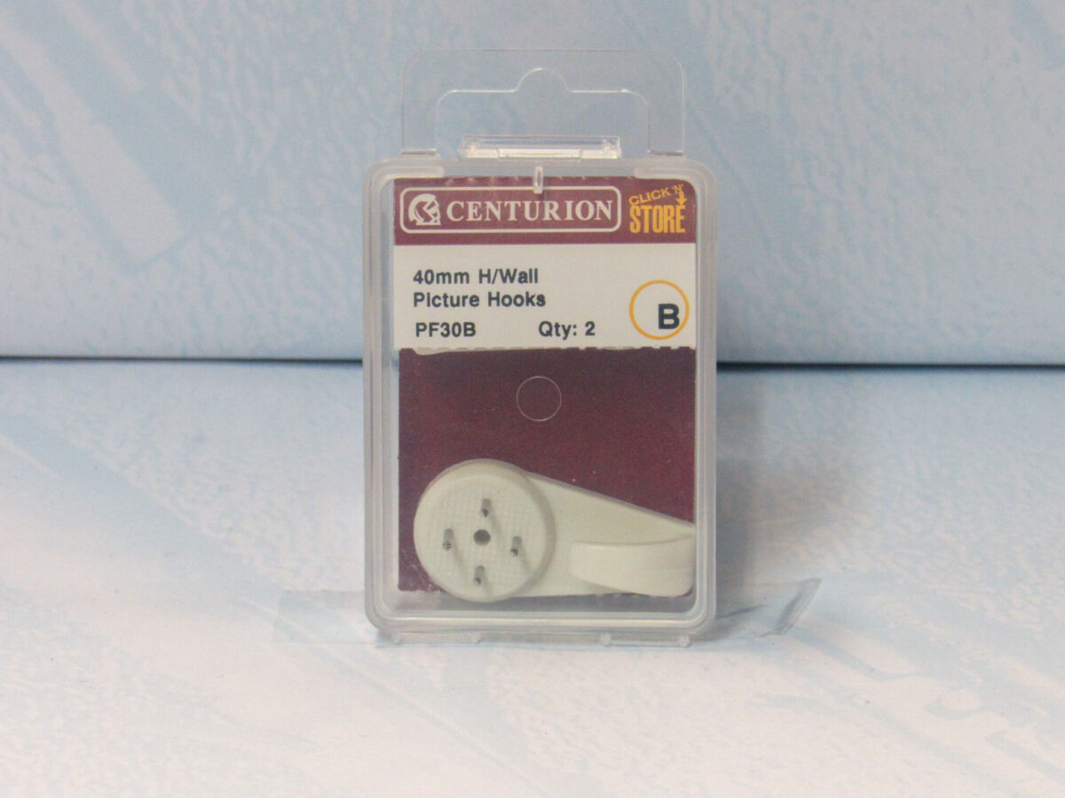 40mm Plastic Hard Wall Picture Hooks 2 pack - Image 2