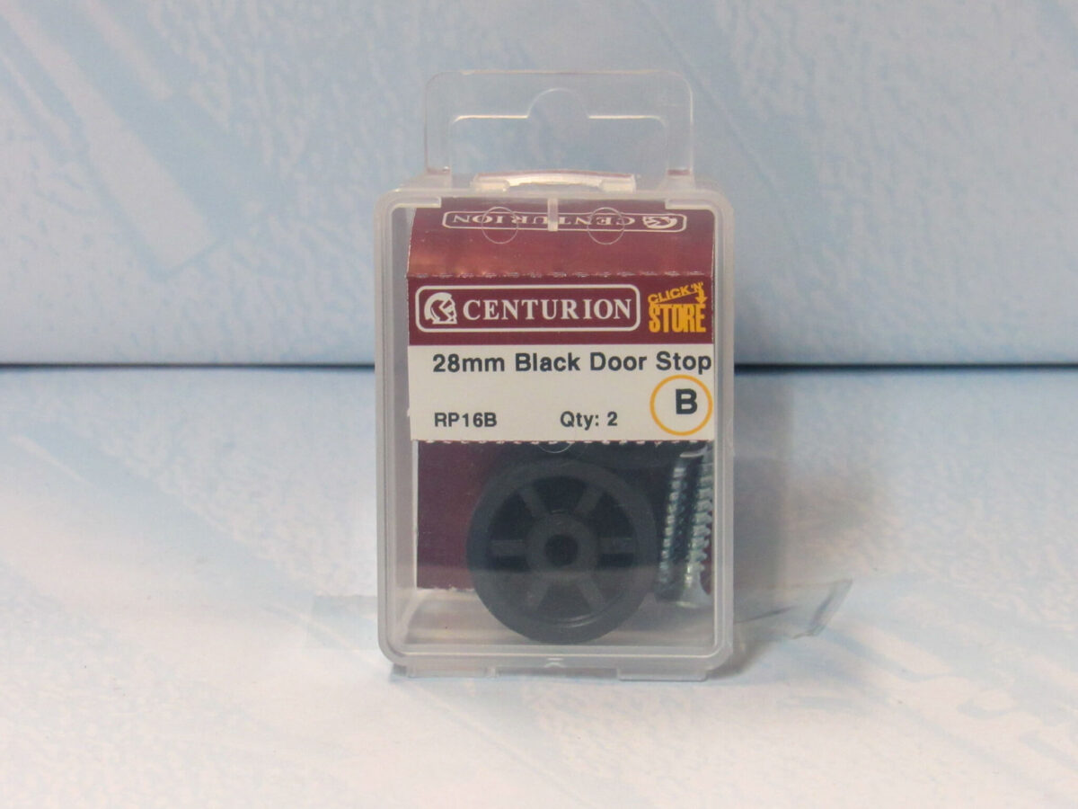 28mm Black Plastic Door Stops 2 pack - Image 2