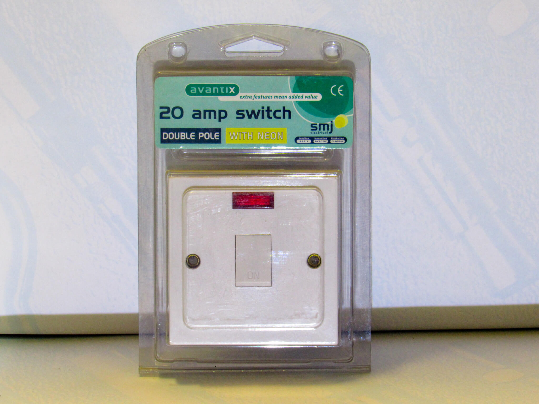 W20SNC 20 Amp Switch Double Pole With Neon - Image 1