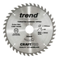 Trend 190mm X 40t X 30mm Craft Blade