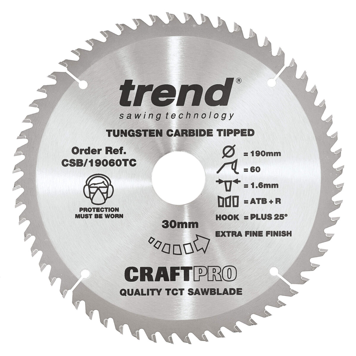 Trend 190mm X 60t X 30mm X 1.55 Craft Blade - Image 2