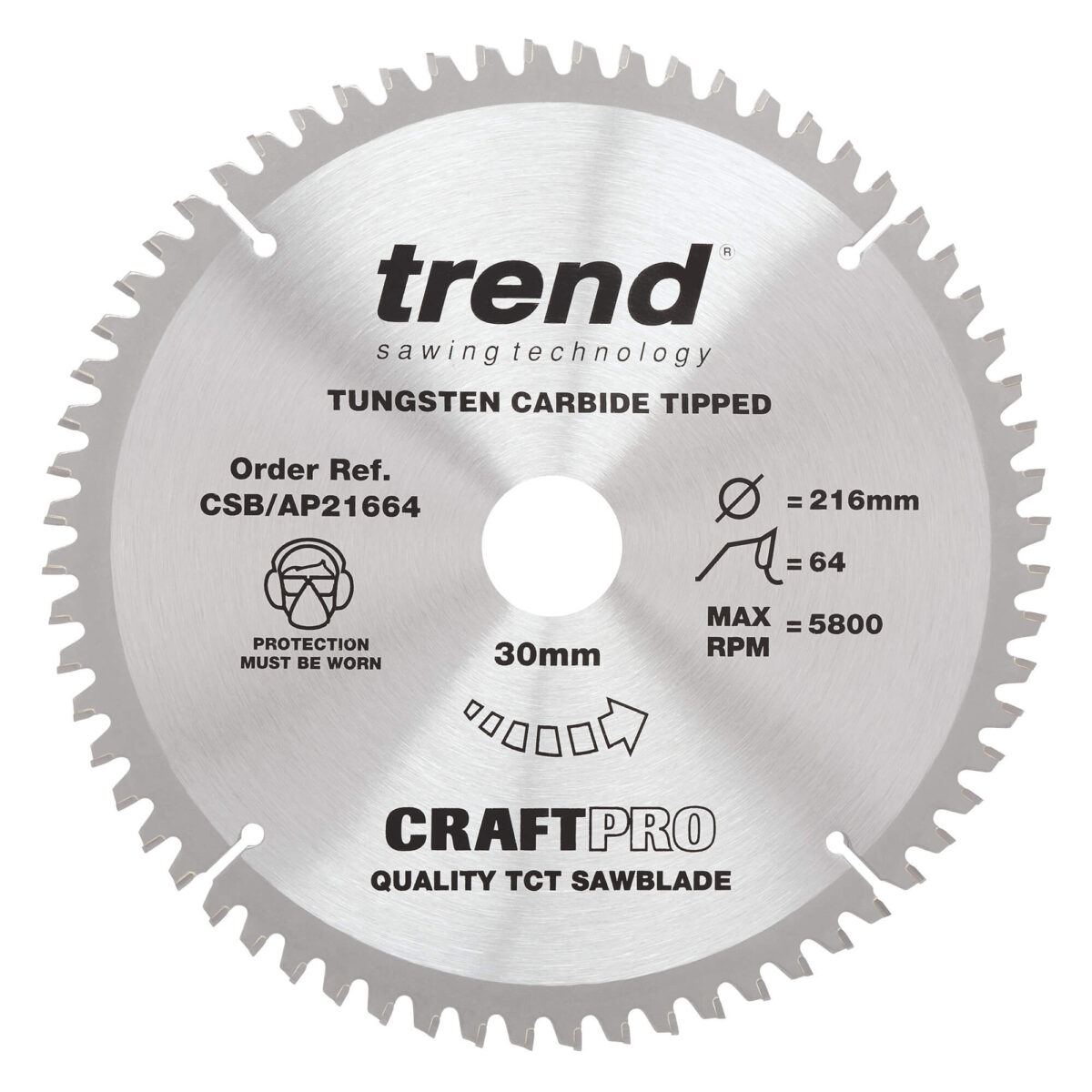 Trend 216mm X 64t X 30mm Craft Blade Tcp - Image 2