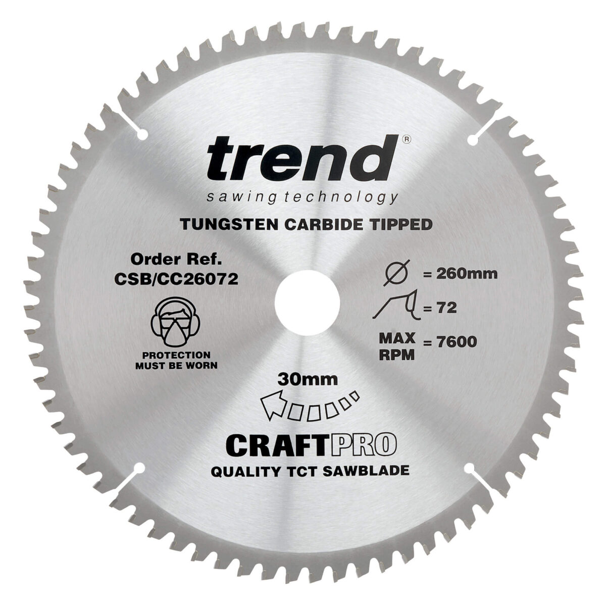 Trend 260mm X 72t X 30mm Craft Blade Cc - Image 2