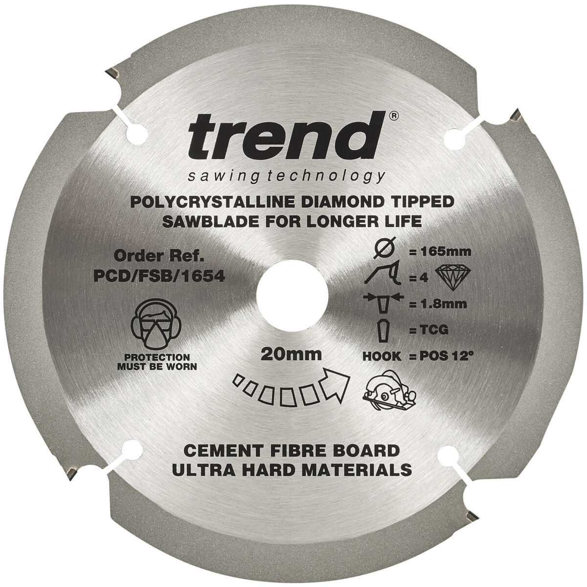 Trend 165mm X 4t X 20mm Fibreboard Saw Blade Pcd - Image 2