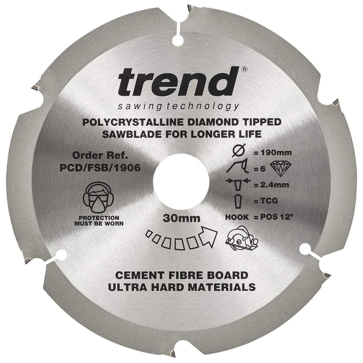 Trend 190 X 6t X 30mm Fibre Cement Sawblade Pcd - Image 2
