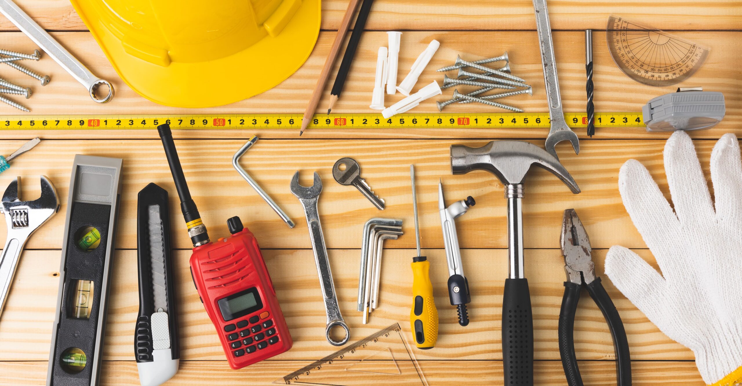essential tools set up on table